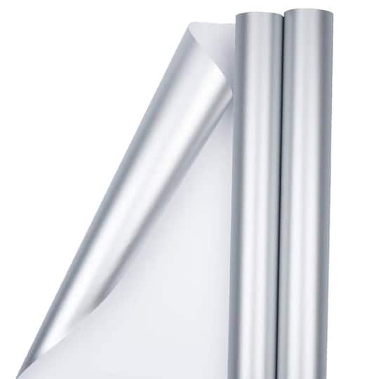 JAM Paper Matte Silver Gift Wrap, 2ct.